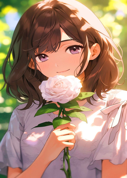 Fantasy Girl with a White Rose
