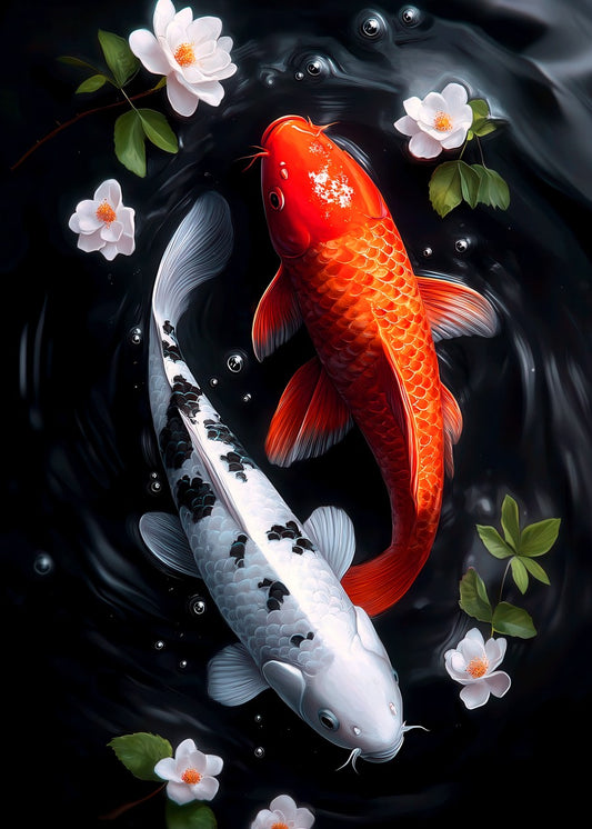 Red and white koi