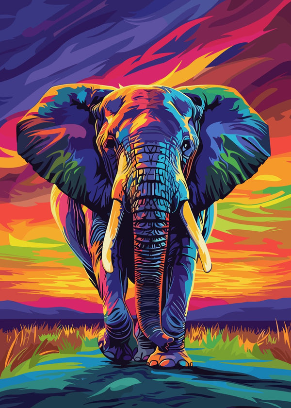 Vibrant Elephant at Sunset
