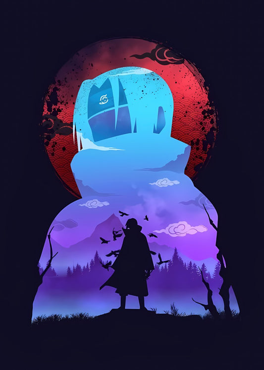 Itachi Red Moon Silhouette