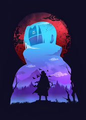 Itachi Red Moon Silhouette