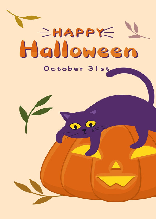 Happy Halloween Cat & Pumpkin
