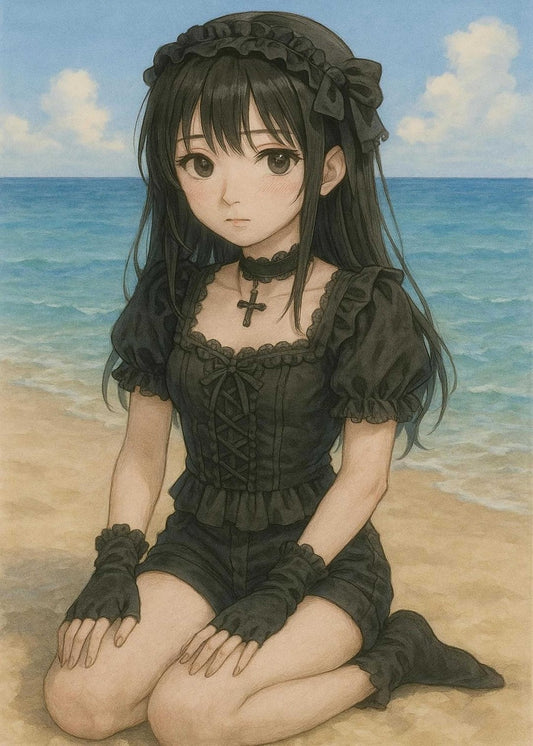 Goth Girl at the Beach