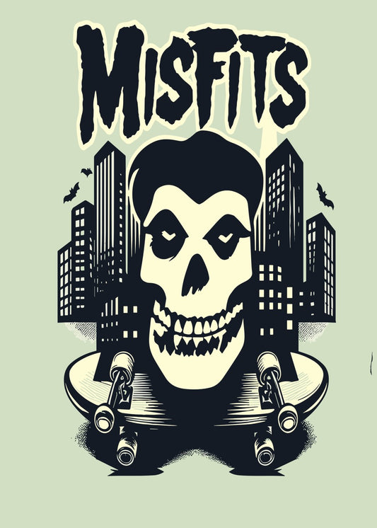 Misfits Skull Skateboard Citys