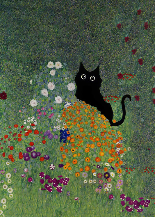 Klimt black cat garden