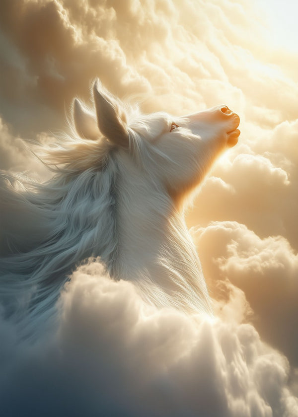 White Pegasus in the Clouds