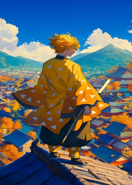 Zenitsu Agatsuma Rooftop, Demon Slayer Kimetsu no Yaiba