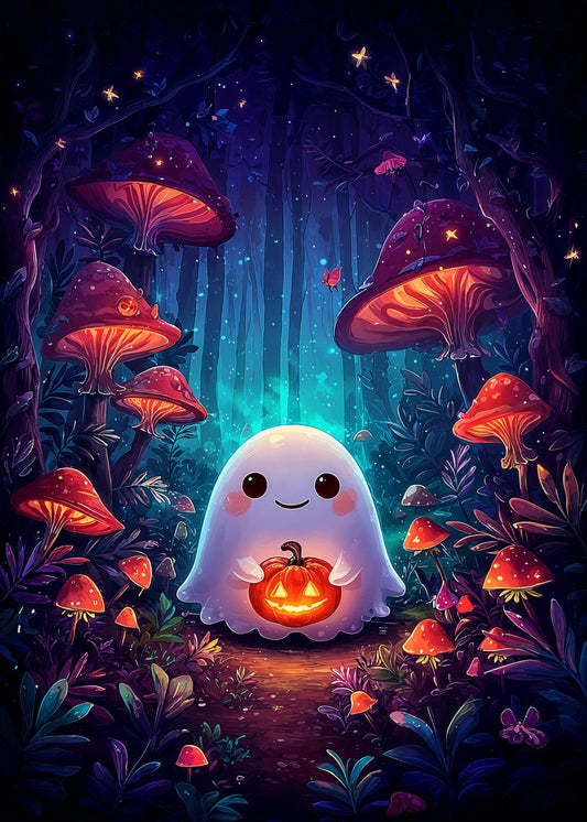 Ghost with Pumpkin Glow