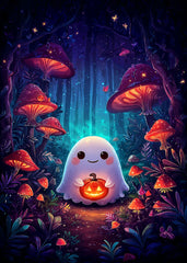 Ghost with Pumpkin Glow