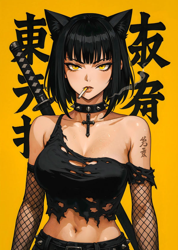 Katana Goth Waifu Girl