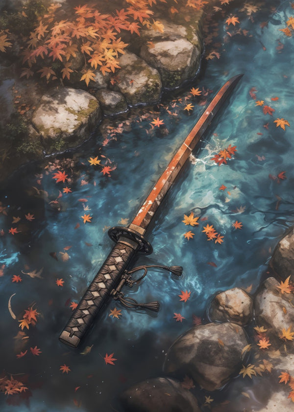 Katana in Autumn Stream