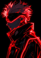 Gojo Red Neon Silhouette