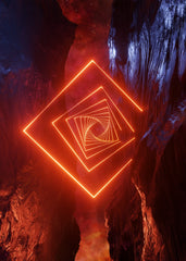 Neon landscape: Squares red