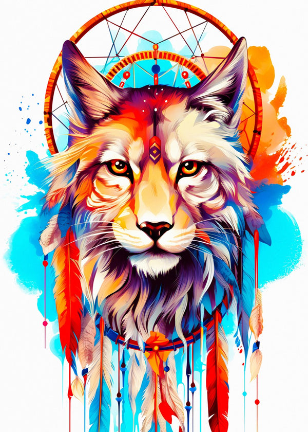 Watercolor Tribal Lynx