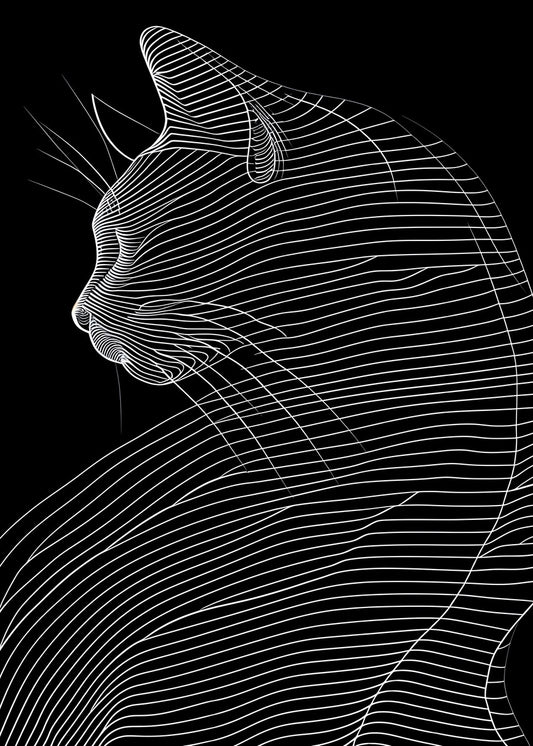 Minimal Line Cat Silhouette – 
