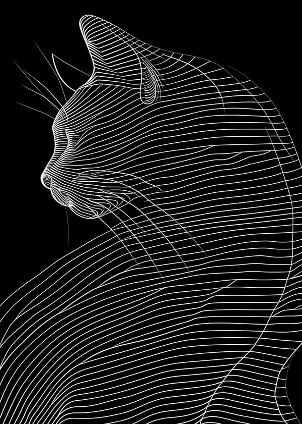 Minimal Line Cat Silhouette –