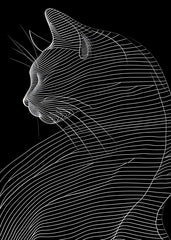 Minimal Line Cat Silhouette – 