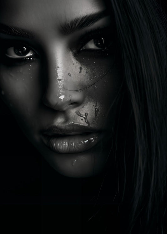 Droplets on a woman's face
