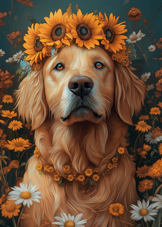 Sunflower Dog Portrait