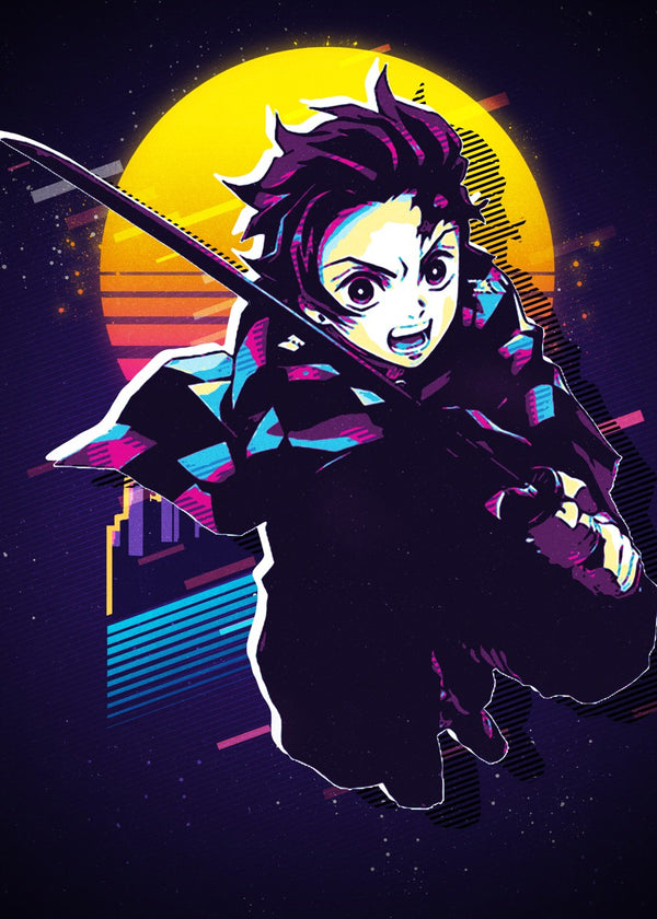 Tanjiro Kamado, Demon Slayer Kimetsu no Yaiba Retro Art