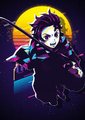 Tanjiro Kamado, Demon Slayer Kimetsu no Yaiba Retro Art