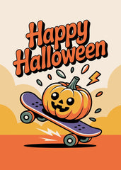 Pumpkin Skateboarder Halloween