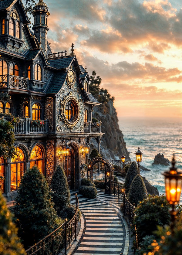 Golden Hour Cliffside Mansion
