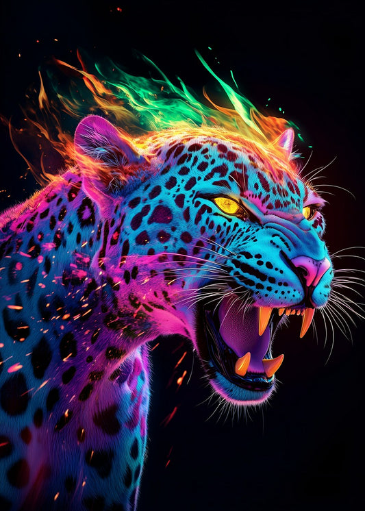 Leopard in Fiery Roar