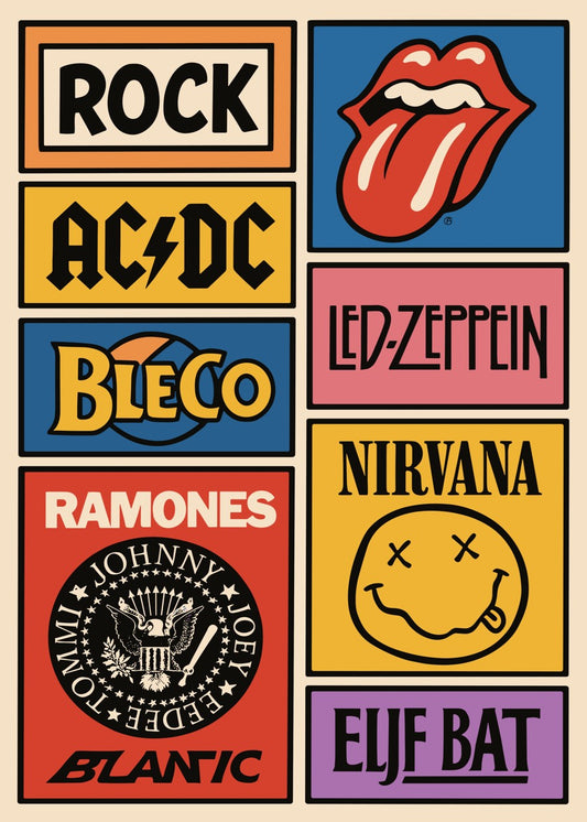 Rock Bands Logos Collage