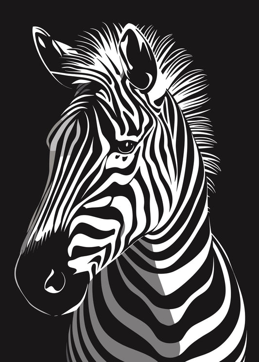Zebra Portrait in Bold Stripes