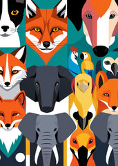 Geometric Animal Faces Grid