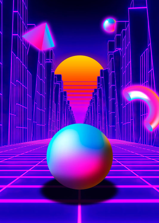 Neon sunset, trench and sphere