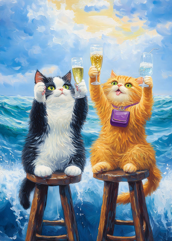 Drinking Cats at Beach
