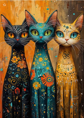 painting of three cats