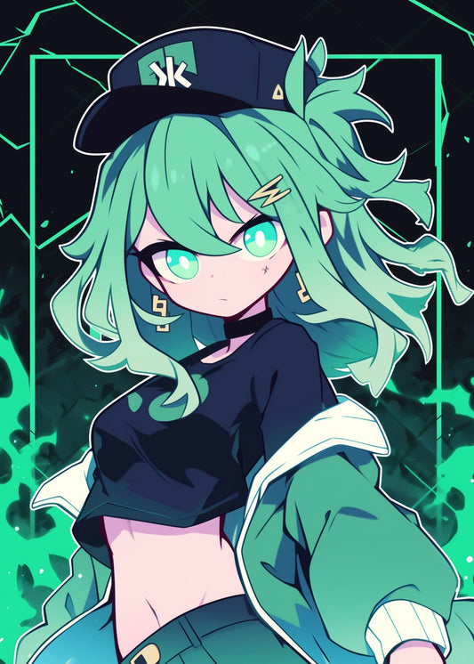 Anime Girl with Green Hair