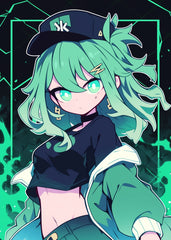 Anime Girl with Green Hair