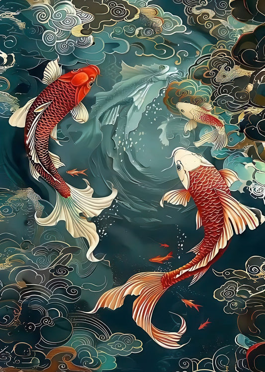 Koi Fish in Asian Art Style