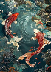 Koi Fish in Asian Art Style
