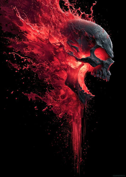 Bloody Glowing Screaming Skull