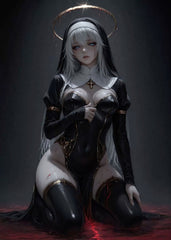 Anime Nun with Halo and Blood