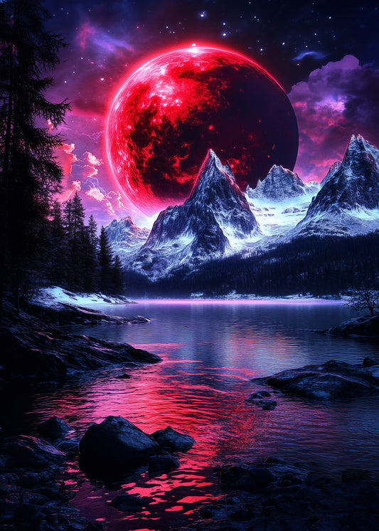 Crimson Moon over Mystic Peaks