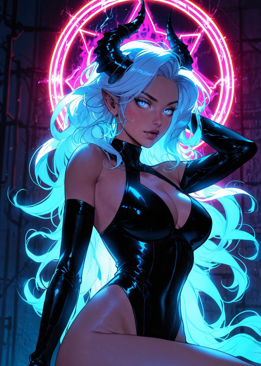 Sexy Neon Anime Devil Girl