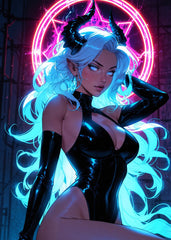 Sexy Neon Anime Devil Girl