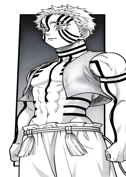 Akaza Demon Manga style Art