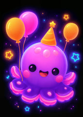 Neon Party Octopus Kawaii