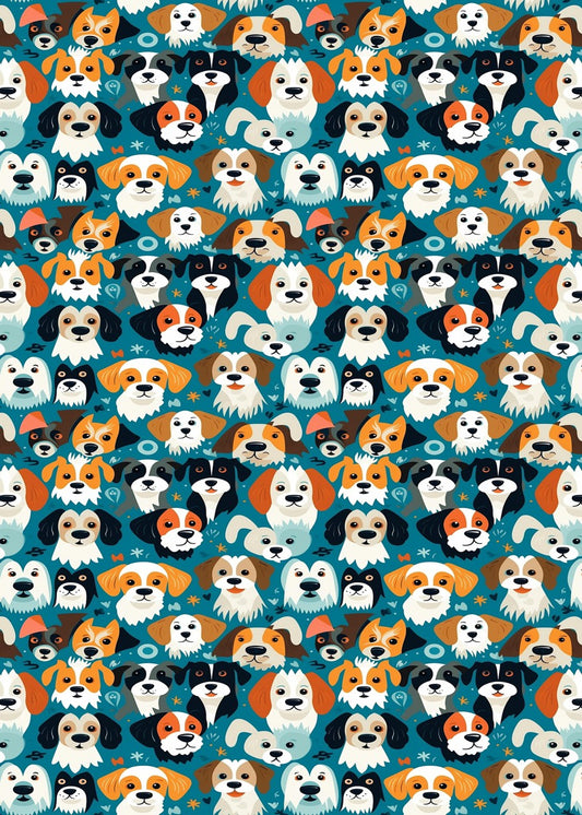 Cute Puppies Pattern On Teal