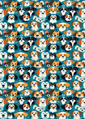 Cute Puppies Pattern On Teal