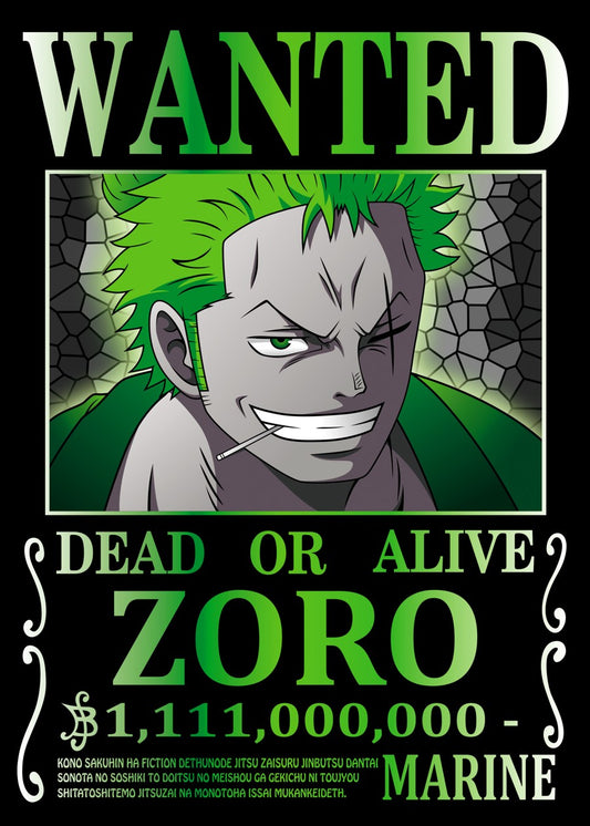 One Piece ZORO Wanted Poster