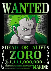 One Piece ZORO Wanted Poster