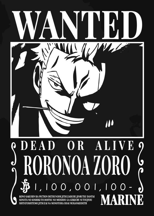 Black Wanted Roronoa Zoro